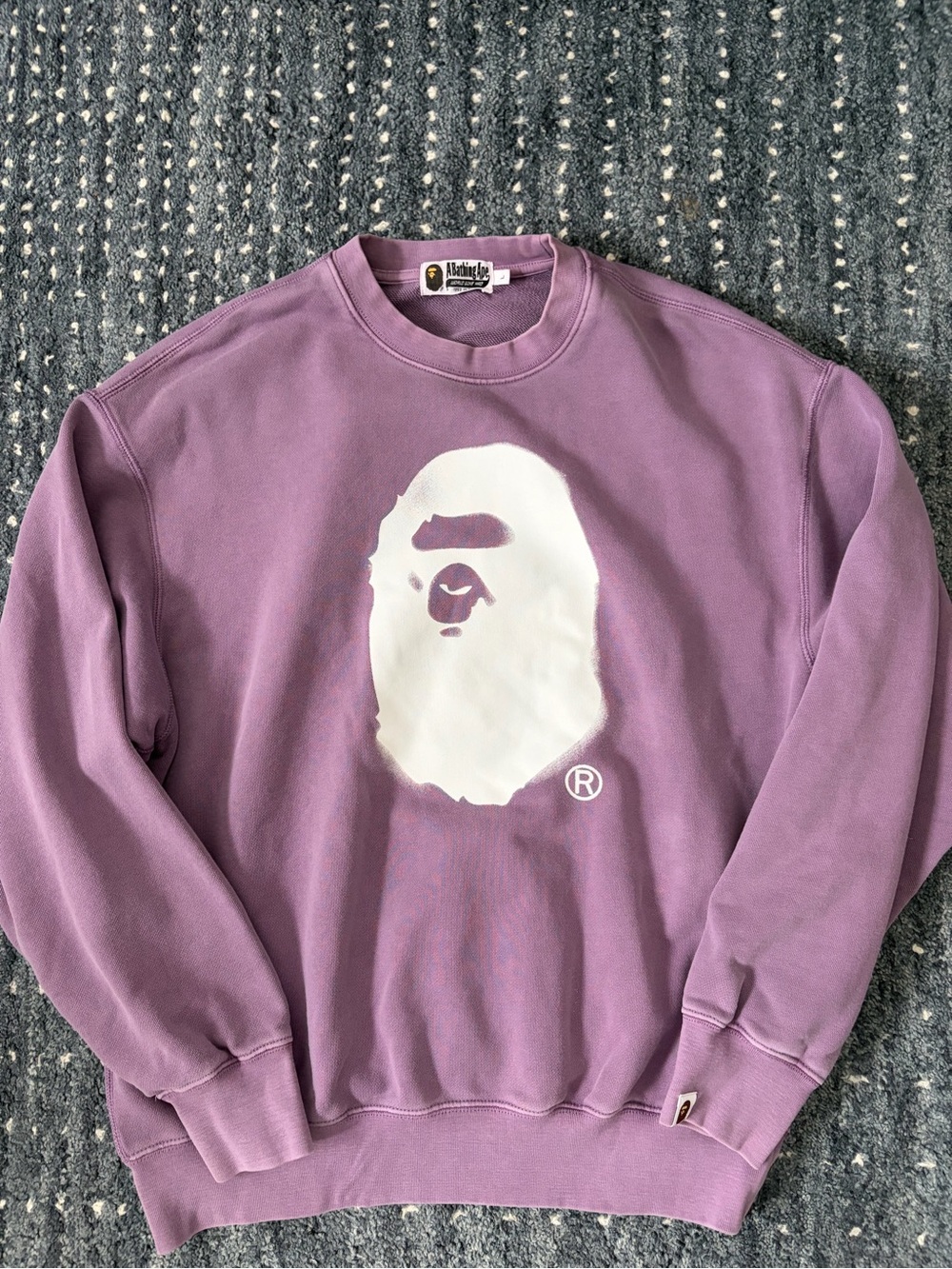 BAPE spray head garment dyed Purple Crewneck Sweatshirt